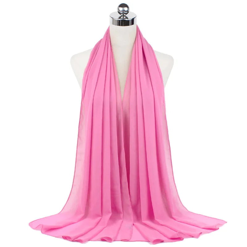 Muslim Chiffon Hijab Scarf Women Long Solid Color Head Wrap For Women Hijabs Scarves Ladies Muslim Veil Jersey Hijabs