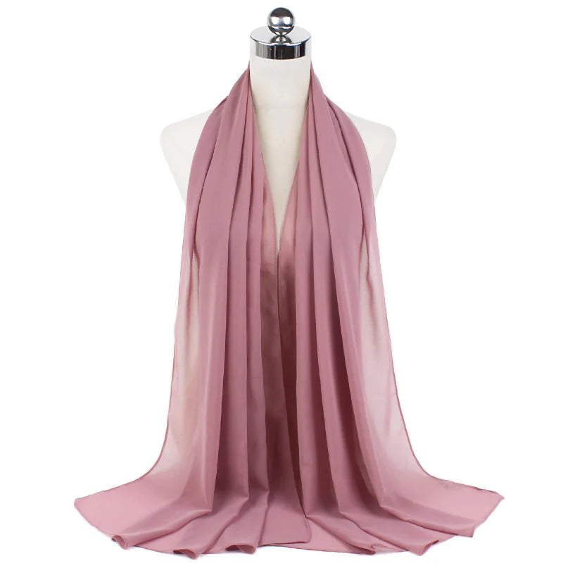 Muslim Chiffon Hijab Scarf Women Long Solid Color Head Wrap For Women Hijabs Scarves Ladies Muslim Veil Jersey Hijabs