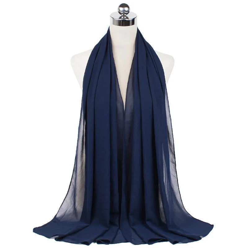 Muslim Chiffon Hijab Scarf Women Long Solid Color Head Wrap For Women Hijabs Scarves Ladies Muslim Veil Jersey Hijabs
