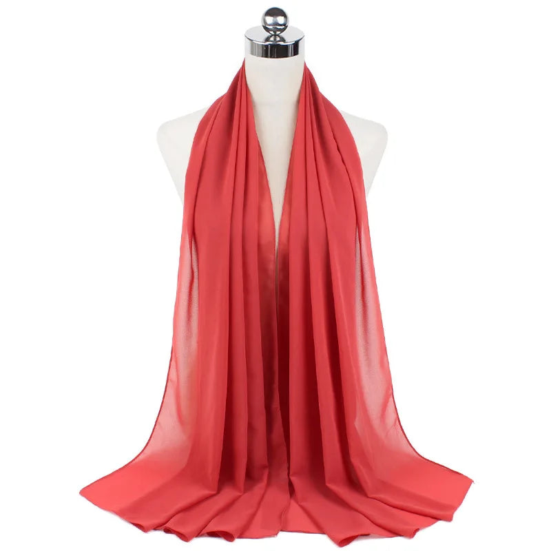 Muslim Chiffon Hijab Scarf Women Long Solid Color Head Wrap For Women Hijabs Scarves Ladies Muslim Veil Jersey Hijabs