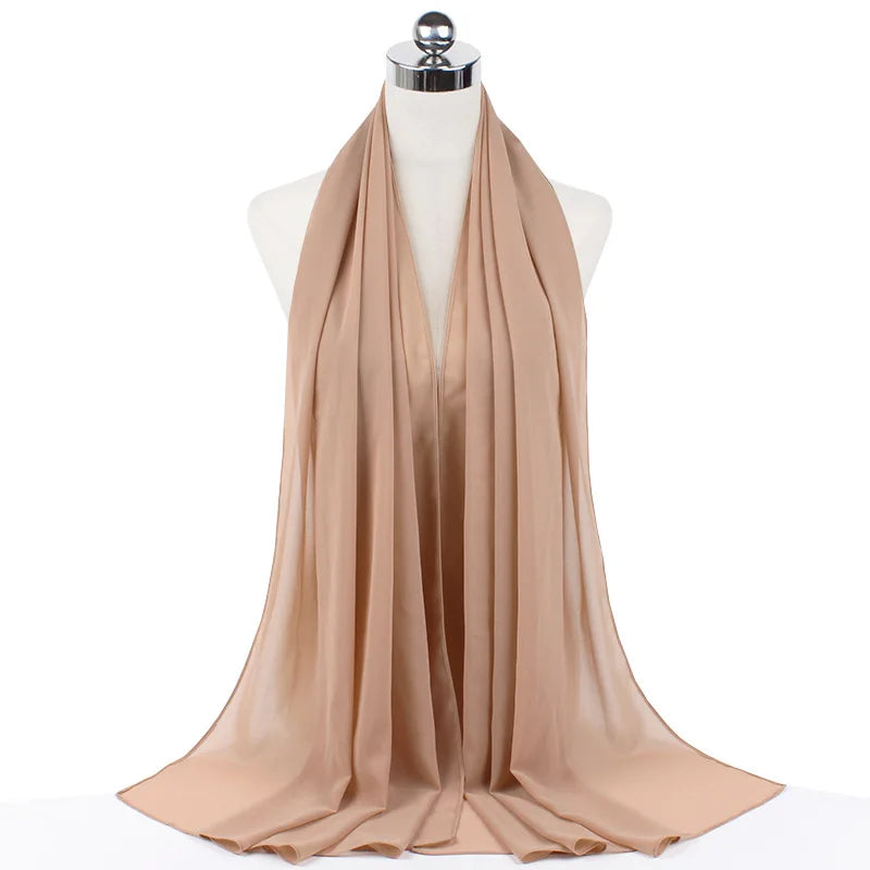 Muslim Chiffon Hijab Scarf Women Long Solid Color Head Wrap For Women Hijabs Scarves Ladies Muslim Veil Jersey Hijabs