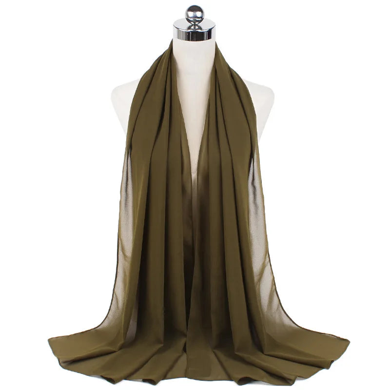 Muslim Chiffon Hijab Scarf Women Long Solid Color Head Wrap For Women Hijabs Scarves Ladies Muslim Veil Jersey Hijabs