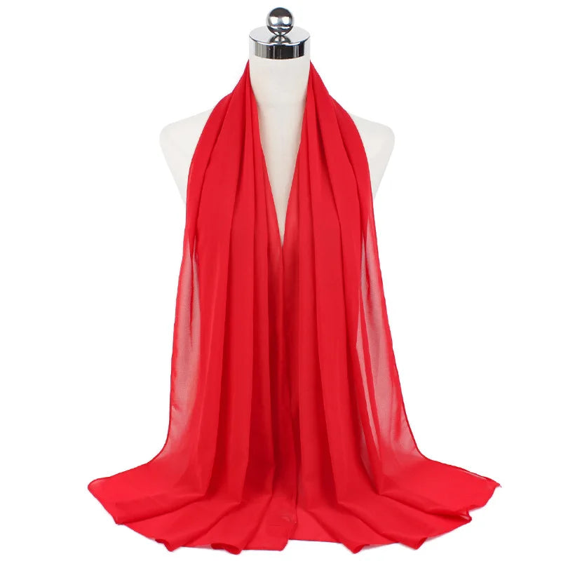 Muslim Chiffon Hijab Scarf Women Long Solid Color Head Wrap For Women Hijabs Scarves Ladies Muslim Veil Jersey Hijabs