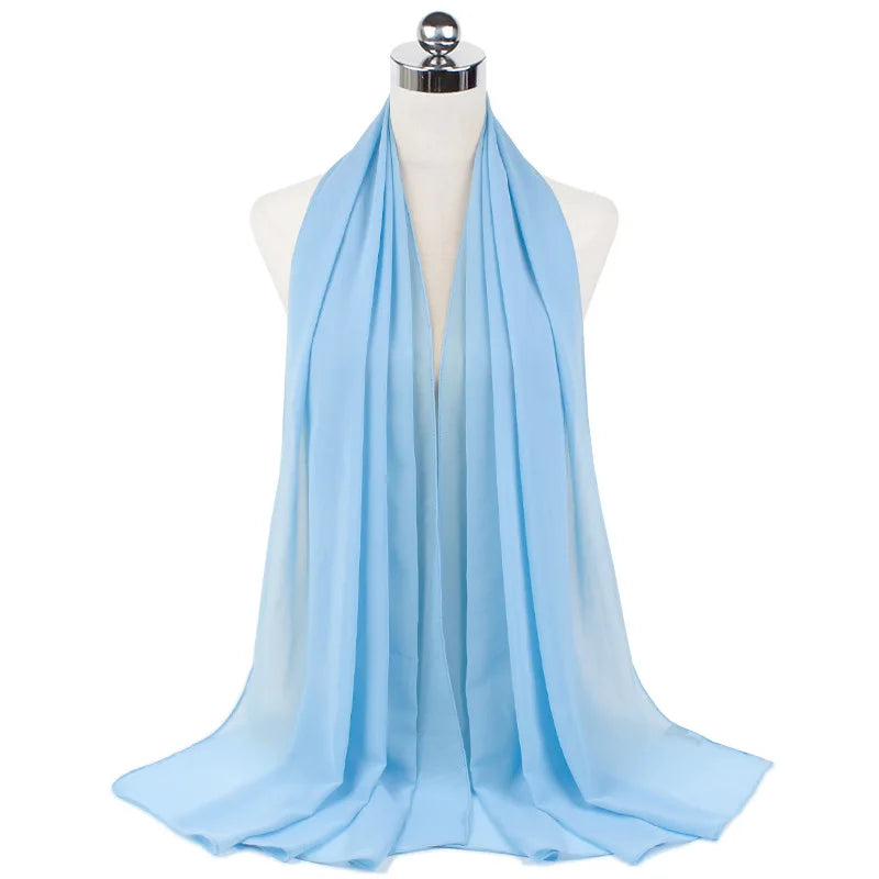 Muslim Chiffon Hijab Scarf Women Long Solid Color Head Wrap For Women Hijabs Scarves Ladies Muslim Veil Jersey Hijabs