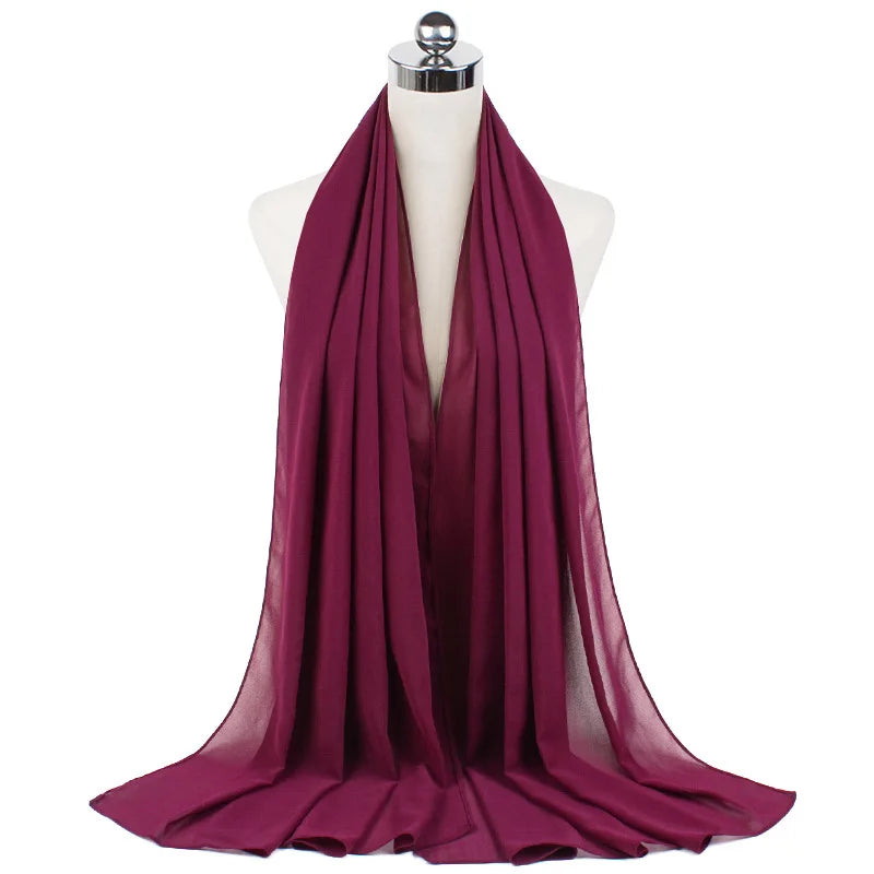 Muslim Chiffon Hijab Scarf Women Long Solid Color Head Wrap For Women Hijabs Scarves Ladies Muslim Veil Jersey Hijabs