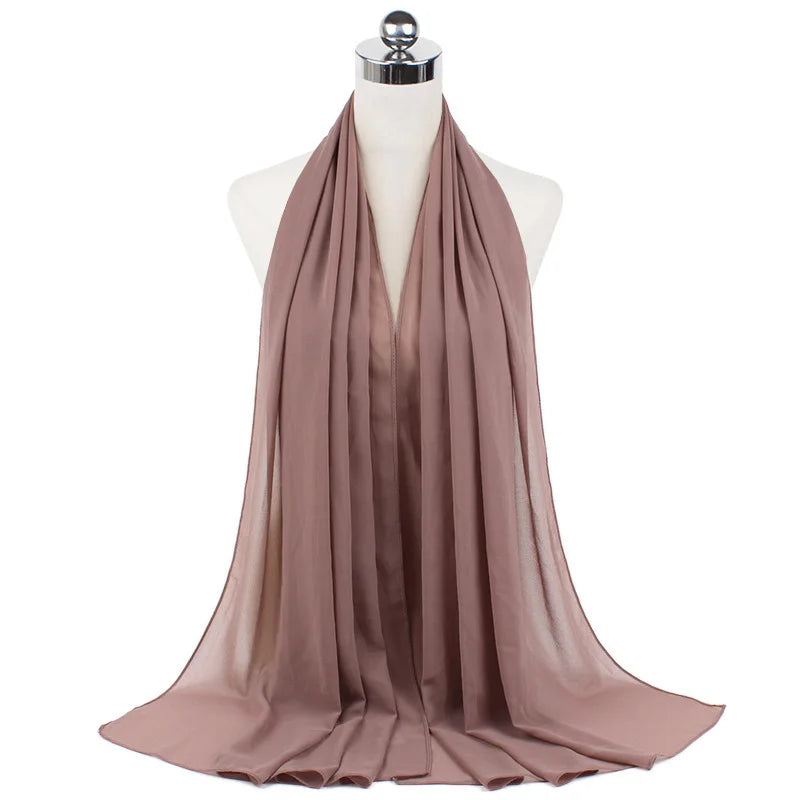Muslim Chiffon Hijab Scarf Women Long Solid Color Head Wrap For Women Hijabs Scarves Ladies Muslim Veil Jersey Hijabs