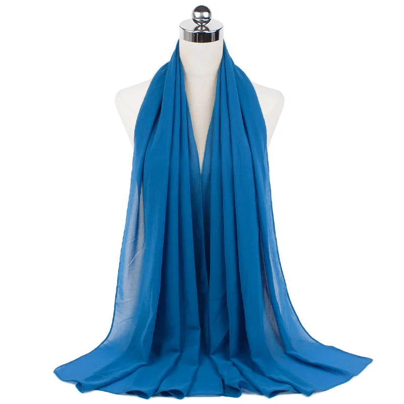 Muslim Chiffon Hijab Scarf Women Long Solid Color Head Wrap For Women Hijabs Scarves Ladies Muslim Veil Jersey Hijabs