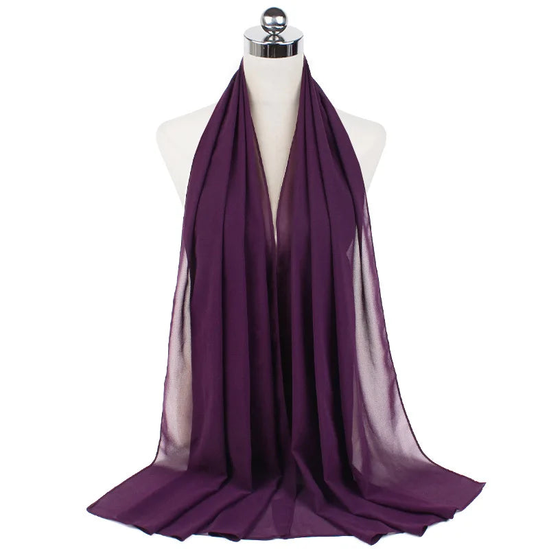Muslim Chiffon Hijab Scarf Women Long Solid Color Head Wrap For Women Hijabs Scarves Ladies Muslim Veil Jersey Hijabs