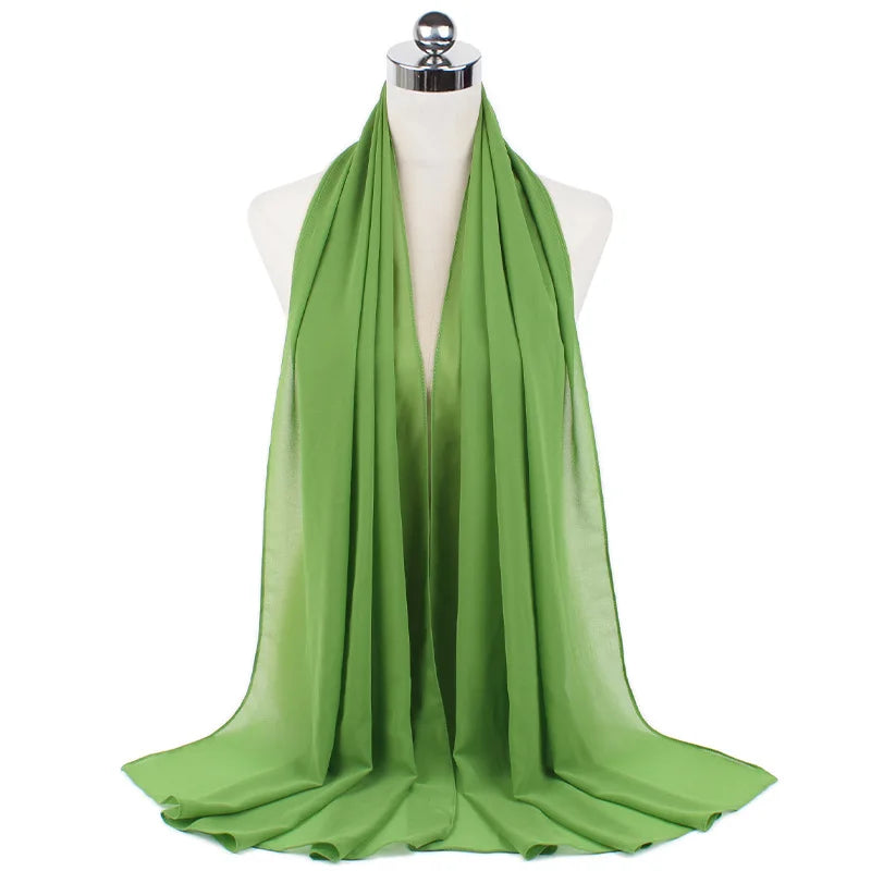 Muslim Chiffon Hijab Scarf Women Long Solid Color Head Wrap For Women Hijabs Scarves Ladies Muslim Veil Jersey Hijabs