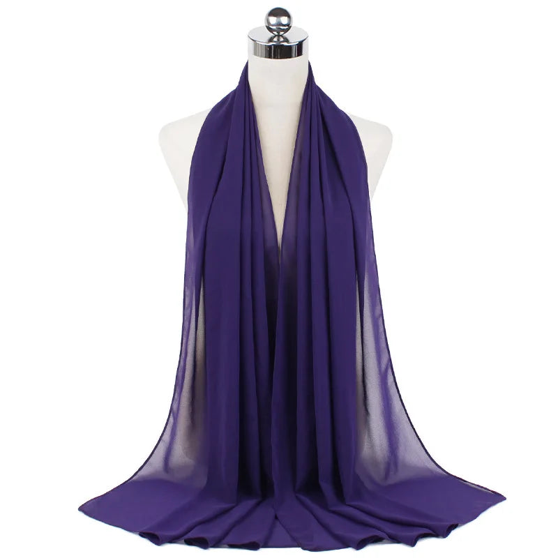 Muslim Chiffon Hijab Scarf Women Long Solid Color Head Wrap For Women Hijabs Scarves Ladies Muslim Veil Jersey Hijabs