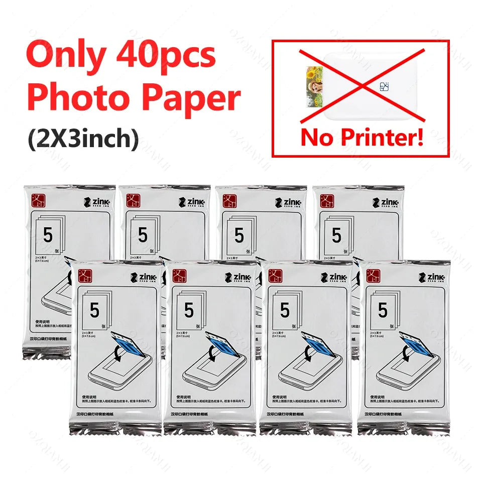 HPRT MT53 Portable Photo Printer Pocket Zink Technology Bluetooth Print 2x3'' Sticky-Backed Photo Paper Machine with Papers Case