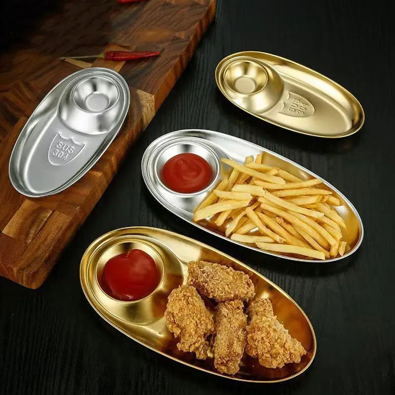 Stainless Steel Serving Tray Multi-purpose Snack Appetizer Dumpling Plate Household Kitchen Food Dish