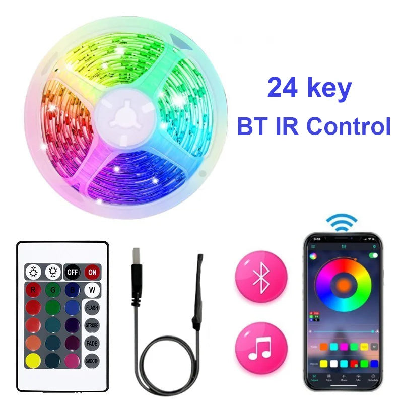 WiFi USB LED Strip Works with Alexa Tuya Smart Life 1M 5M 10M 20M TV Backlight Flexible Tape Light Music Sync Ambient Lighting