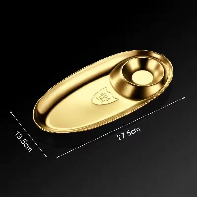 Stainless Steel Serving Tray Multi-purpose Snack Appetizer Dumpling Plate Household Kitchen Food Dish