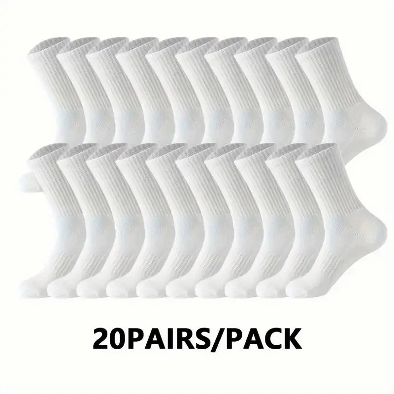10/20 Pairs Neutral Solid Color Round Neck Socks Spring Summer Sweat Absorbing Breathable Comfortable All-season Sports Socks