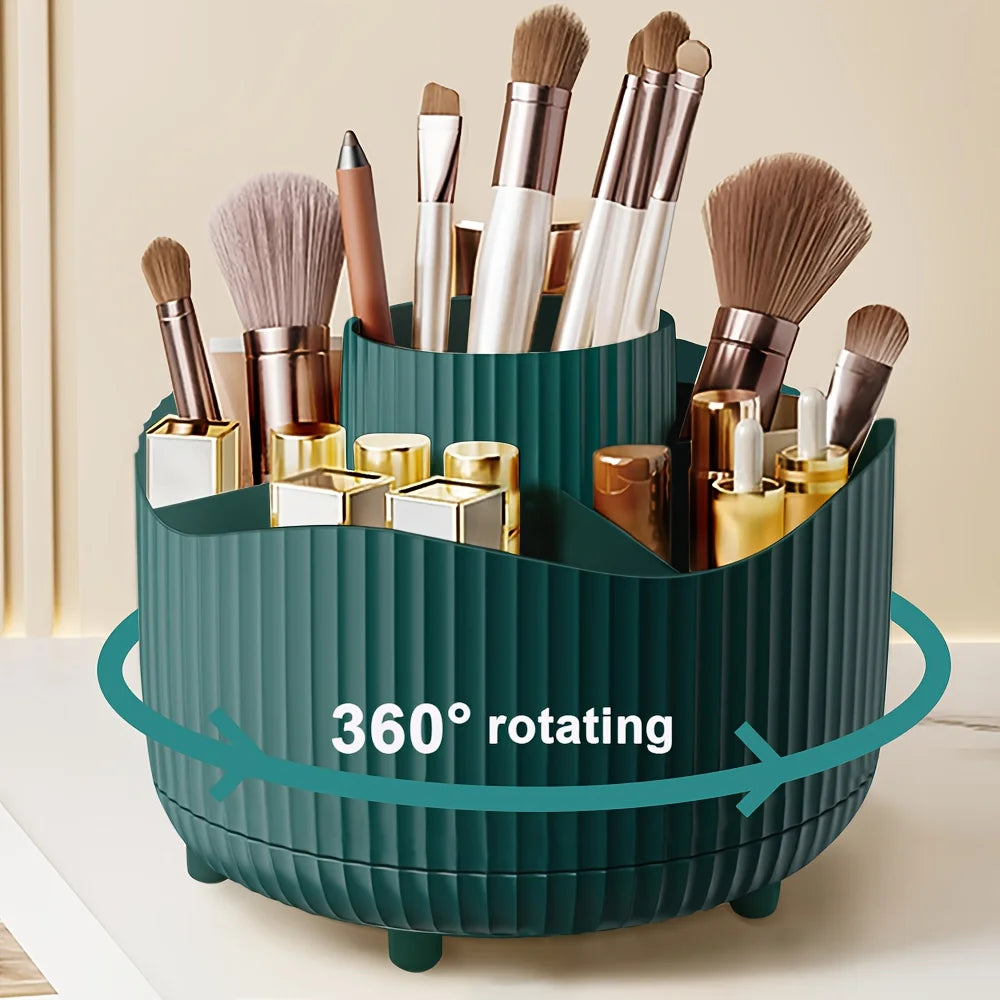 360° Rotate Makeup Brush Holder Organizer 5 Slot Multi-Purpose Desktop Storage Cup Holder Organizers Storage for Vanity Bathroom