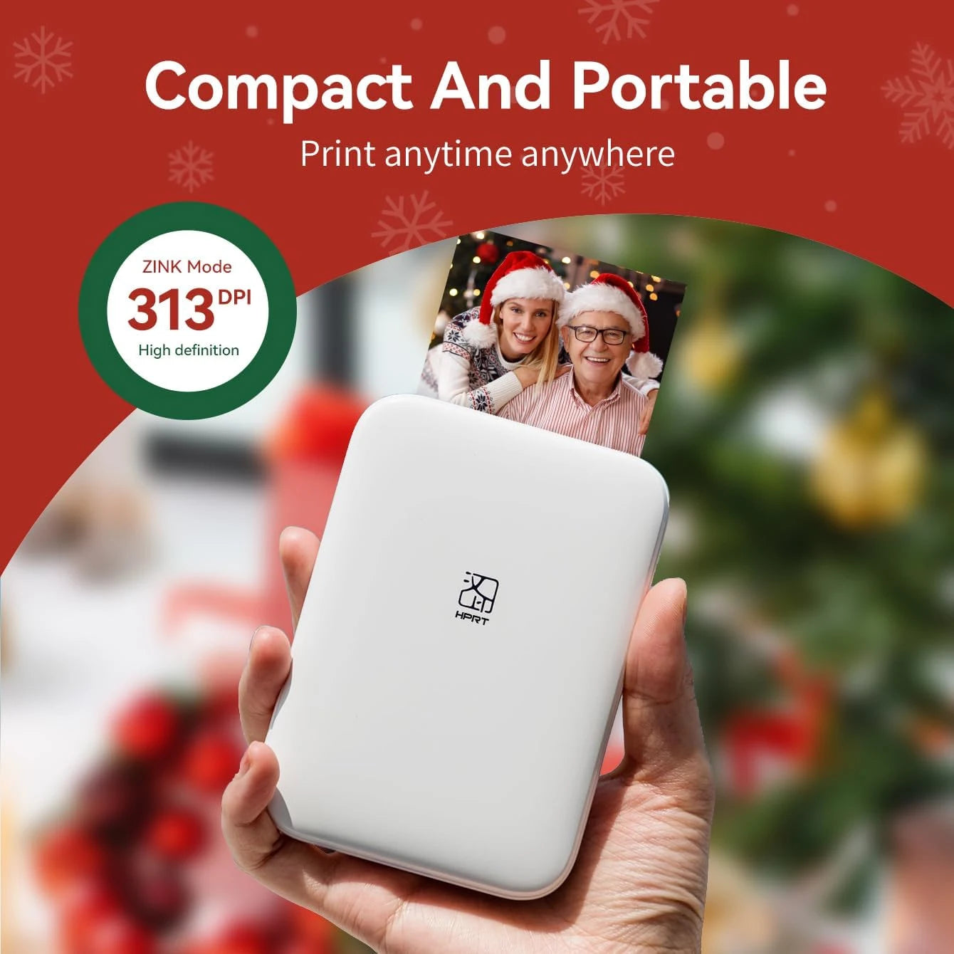 HPRT MT53 Portable Photo Printer Pocket Zink Technology Bluetooth Print 2x3'' Sticky-Backed Photo Paper Machine with Papers Case