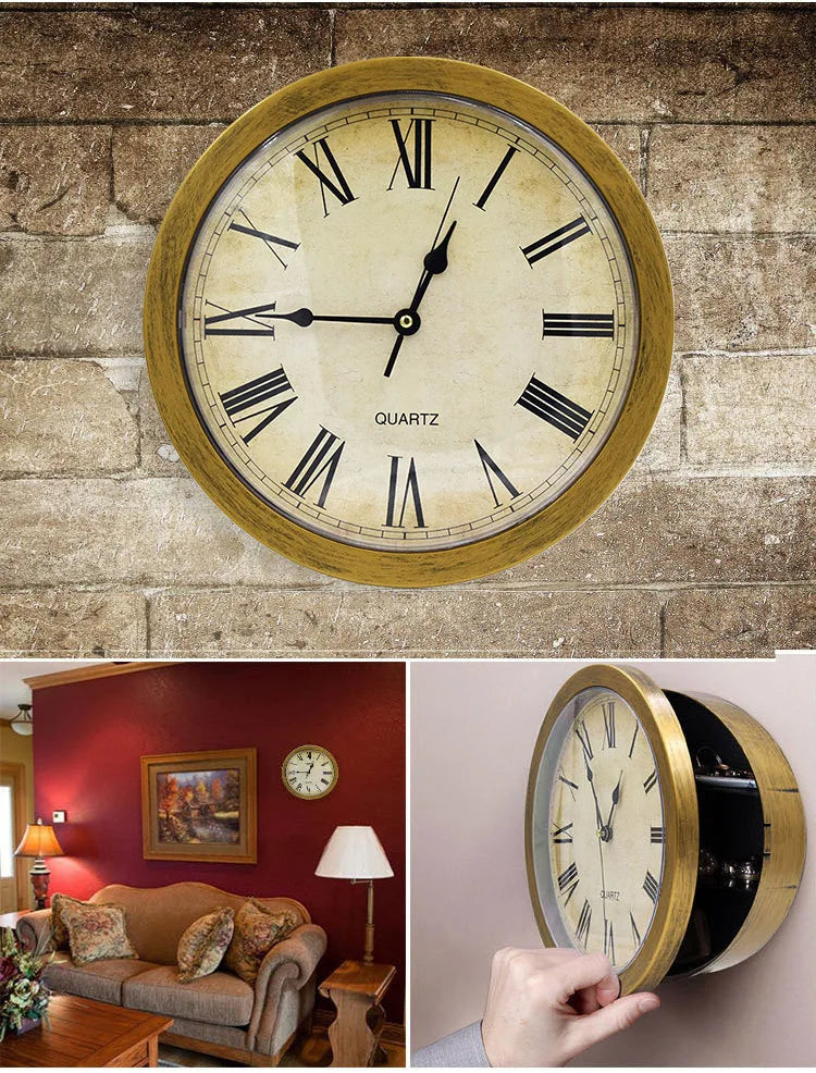 Creative Wall Clock Hidden Safe Box Sight Secret Compartment Hide Cash Jewelry Keys Valueables For Home Office Decoration Safe