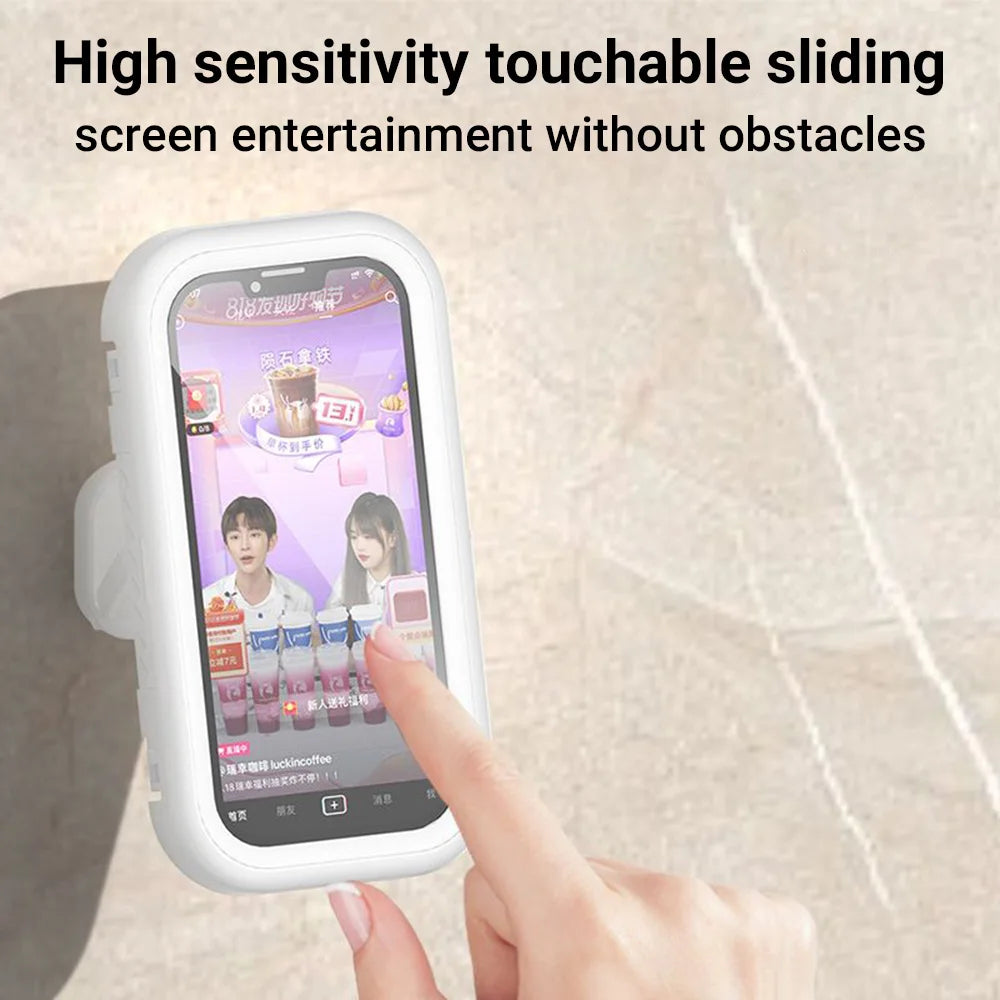 1pc Waterproof Mobile Phone Storage Box With A Rotatable Design, Suitable For Use In The Shower Or For Watching TV Programs