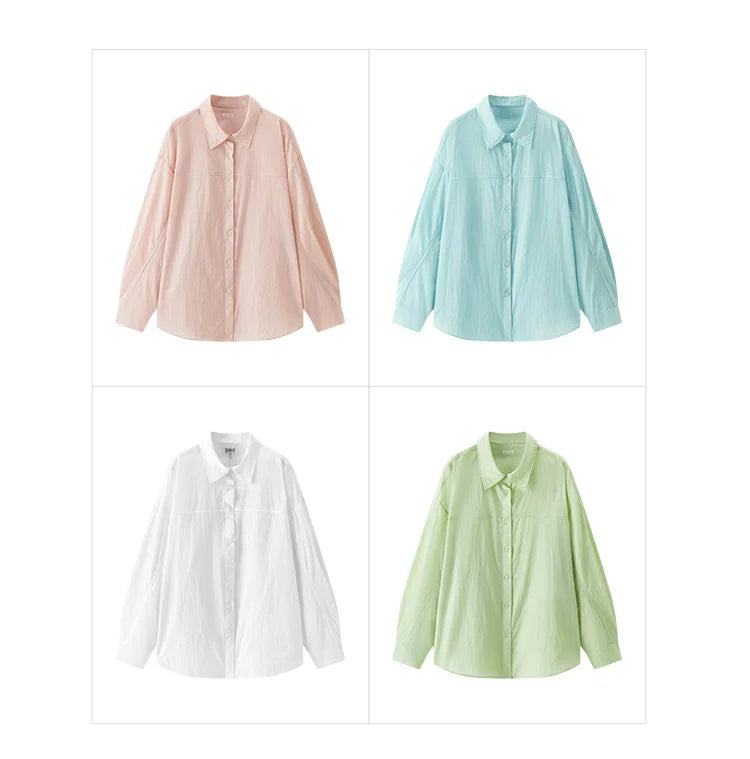 Semir Women Shirt UV 2026 Protection Textured Solid Drop Shoulder Urban Casual Everyday Style Soft Comfortable Daily