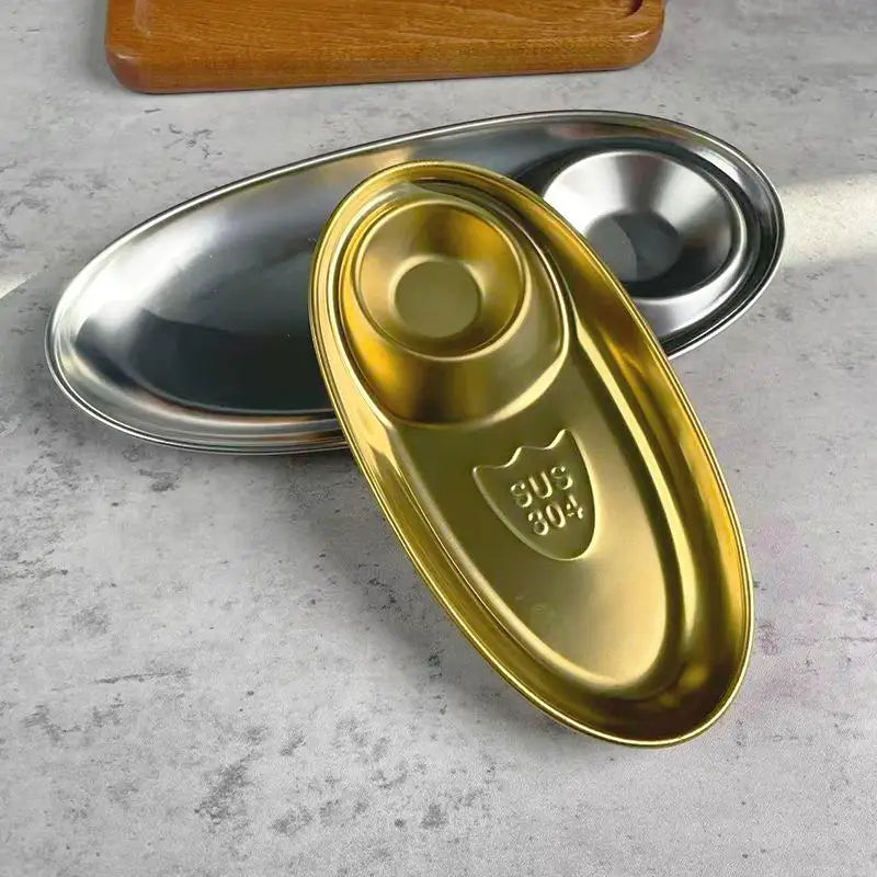 Stainless Steel Serving Tray Multi-purpose Snack Appetizer Dumpling Plate Household Kitchen Food Dish