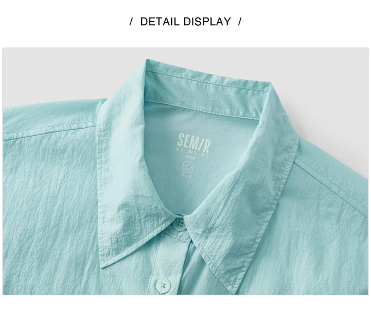Semir Women Shirt UV 2026 Protection Textured Solid Drop Shoulder Urban Casual Everyday Style Soft Comfortable Daily