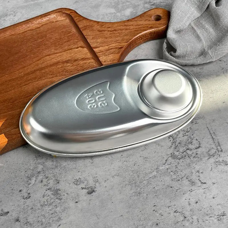 Stainless Steel Serving Tray Multi-purpose Snack Appetizer Dumpling Plate Household Kitchen Food Dish