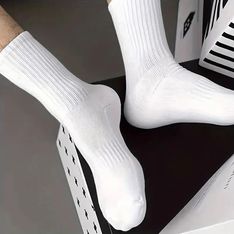 10/20 Pairs Neutral Solid Color Round Neck Socks Spring Summer Sweat Absorbing Breathable Comfortable All-season Sports Socks