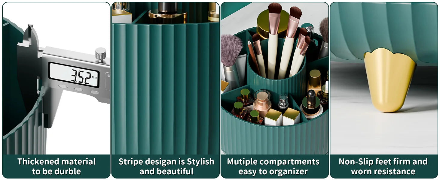 360° Rotate Makeup Brush Holder Organizer 5 Slot Multi-Purpose Desktop Storage Cup Holder Organizers Storage for Vanity Bathroom