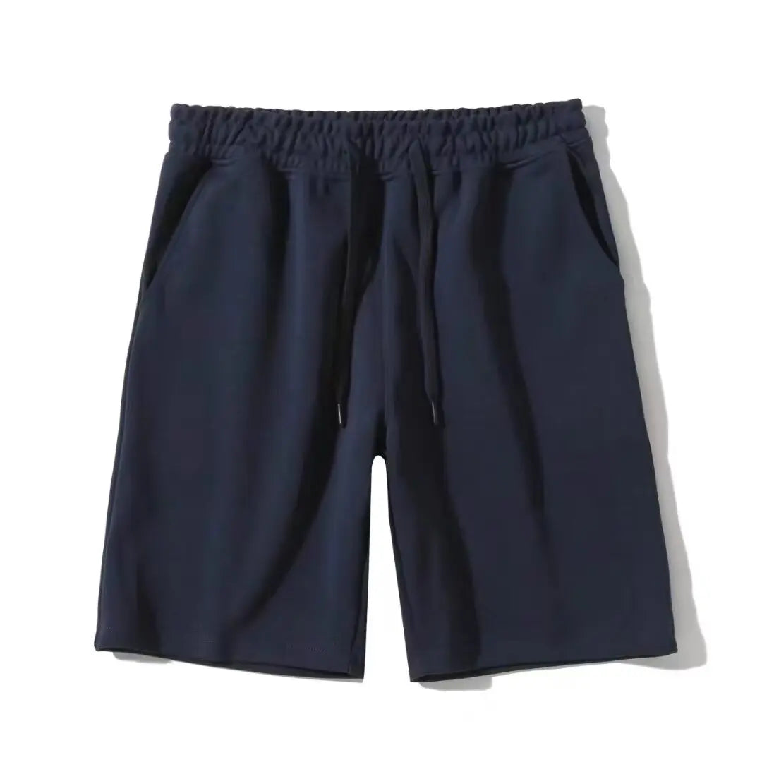 Heavy Cotton Shorts Men's Summer American Loose Large Size Casual Sports Breathable Solid Color Sweatpants Tide