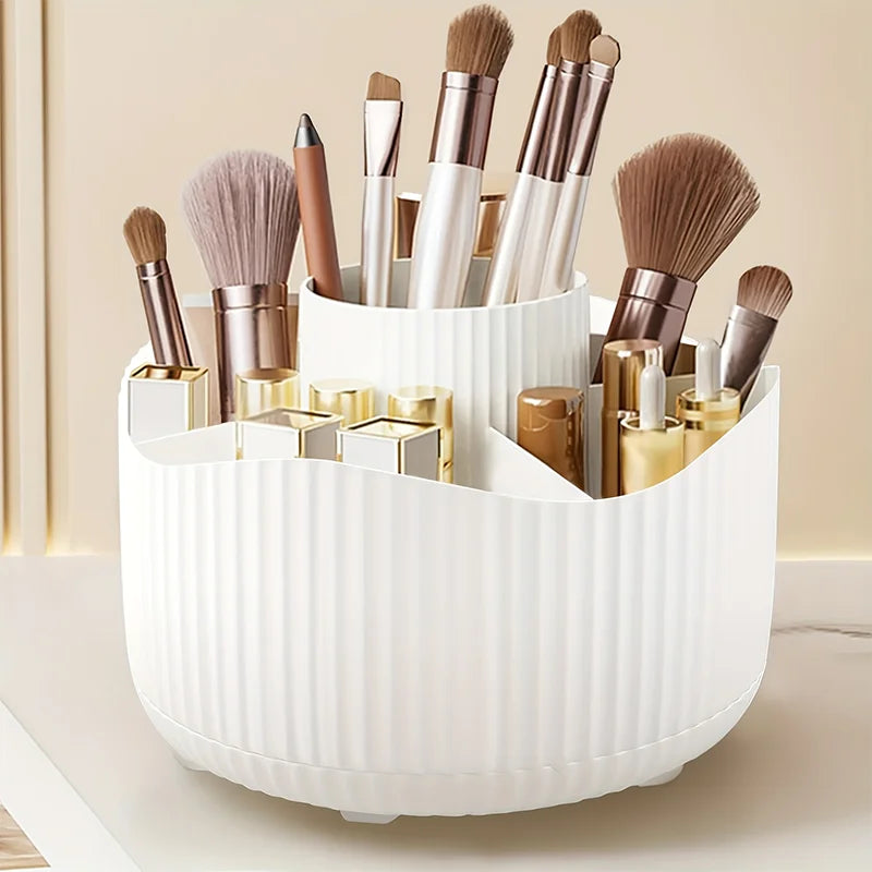 360° Rotate Makeup Brush Holder Organizer 5 Slot Multi-Purpose Desktop Storage Cup Holder Organizers Storage for Vanity Bathroom