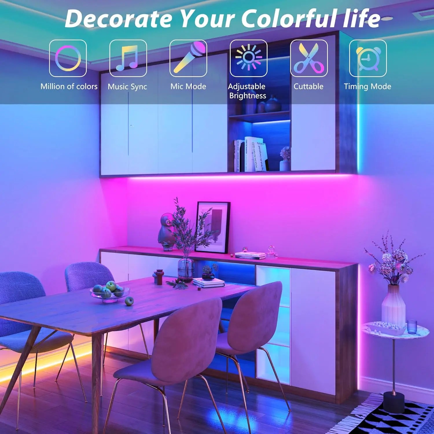 WiFi USB LED Strip Works with Alexa Tuya Smart Life 1M 5M 10M 20M TV Backlight Flexible Tape Light Music Sync Ambient Lighting