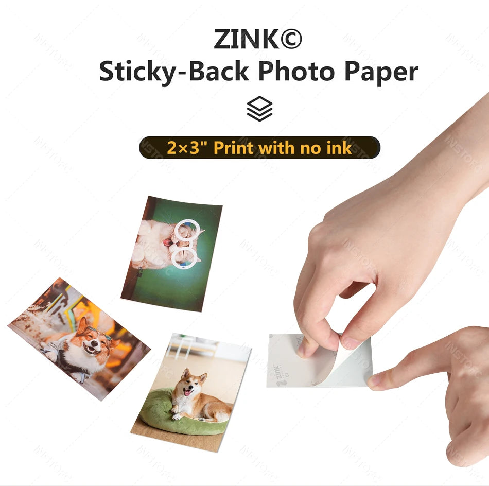 HPRT MT53 Portable Photo Printer Pocket Zink Technology Bluetooth Print 2x3'' Sticky-Backed Photo Paper Machine with Papers Case