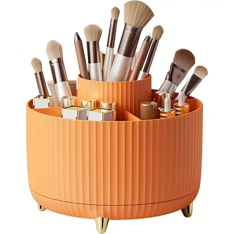 360° Rotate Makeup Brush Holder Organizer 5 Slot Multi-Purpose Desktop Storage Cup Holder Organizers Storage for Vanity Bathroom