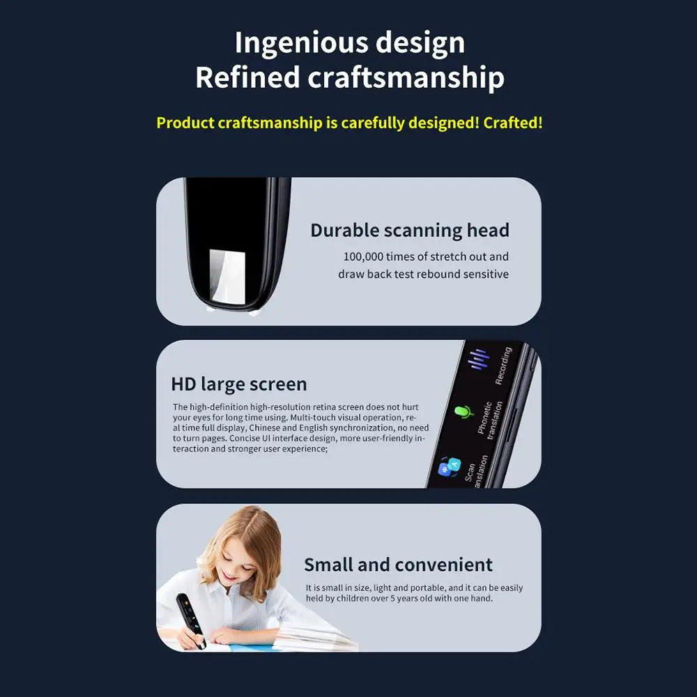 Intelligent Scanning Dictionary Pen Online Support  112 Languages Instant Smart Voice Translator For Teacher Student Studying