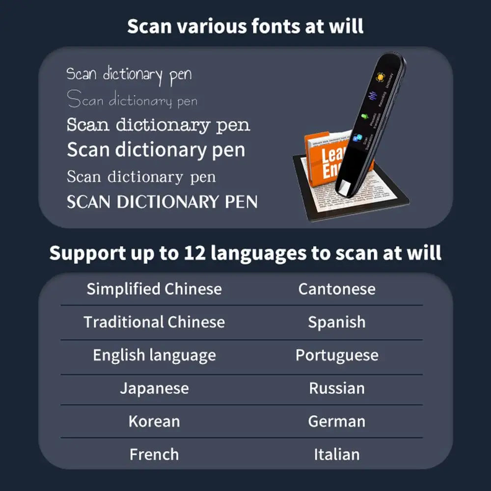 Intelligent Scanning Dictionary Pen Online Support  112 Languages Instant Smart Voice Translator For Teacher Student Studying