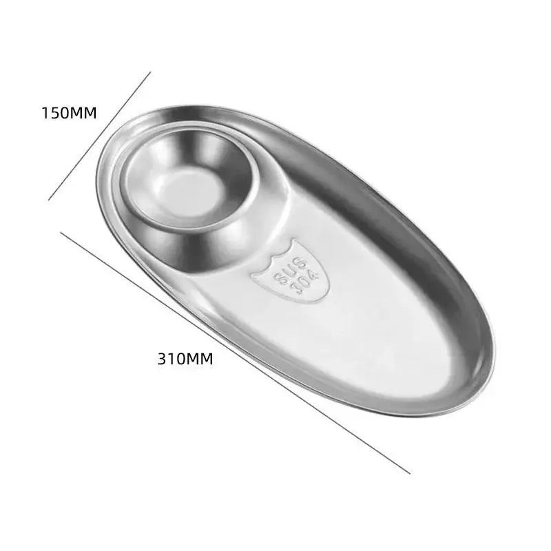 Stainless Steel Serving Tray Multi-purpose Snack Appetizer Dumpling Plate Household Kitchen Food Dish