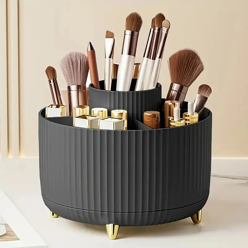 360° Rotate Makeup Brush Holder Organizer 5 Slot Multi-Purpose Desktop Storage Cup Holder Organizers Storage for Vanity Bathroom
