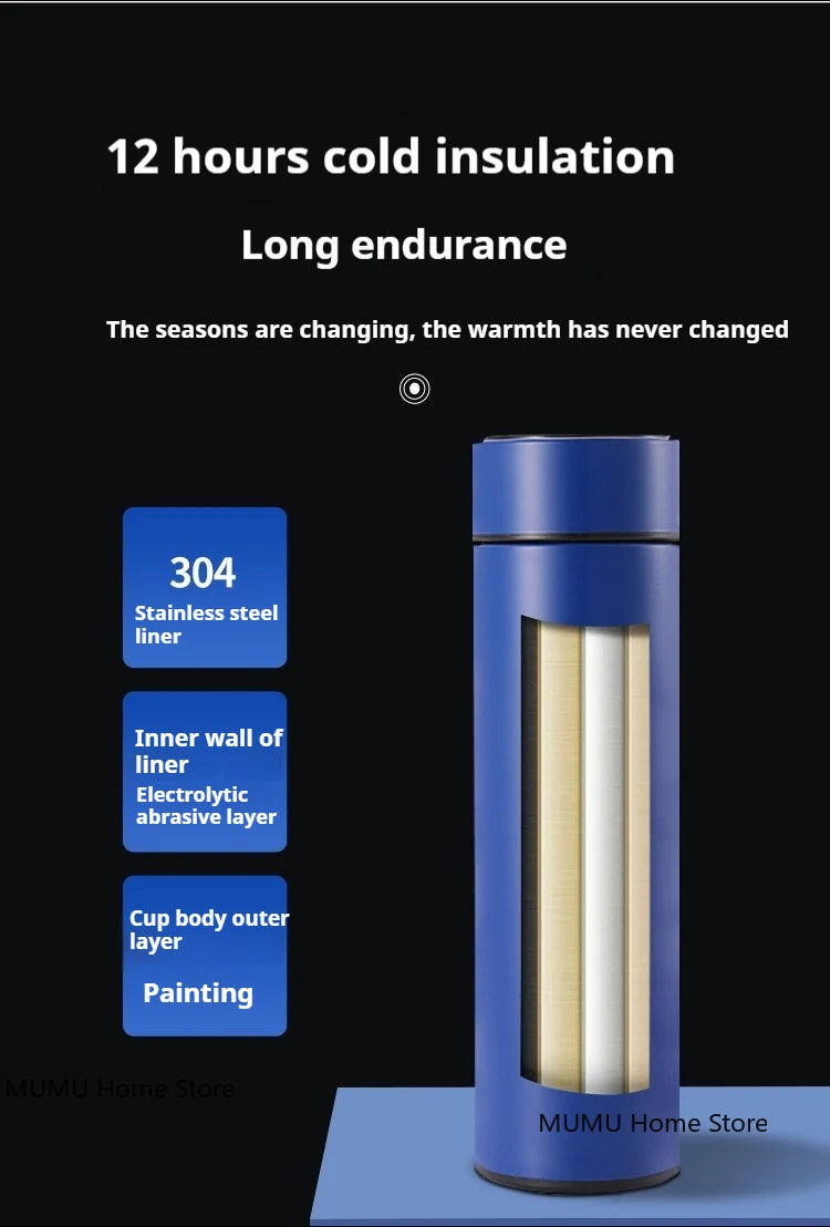 500ML Intelligent Temperature Thermos Bottle Stainless Steel Insulated Cup Portable Vacuum Flask Keeps Cold and Heat Thermal Mug