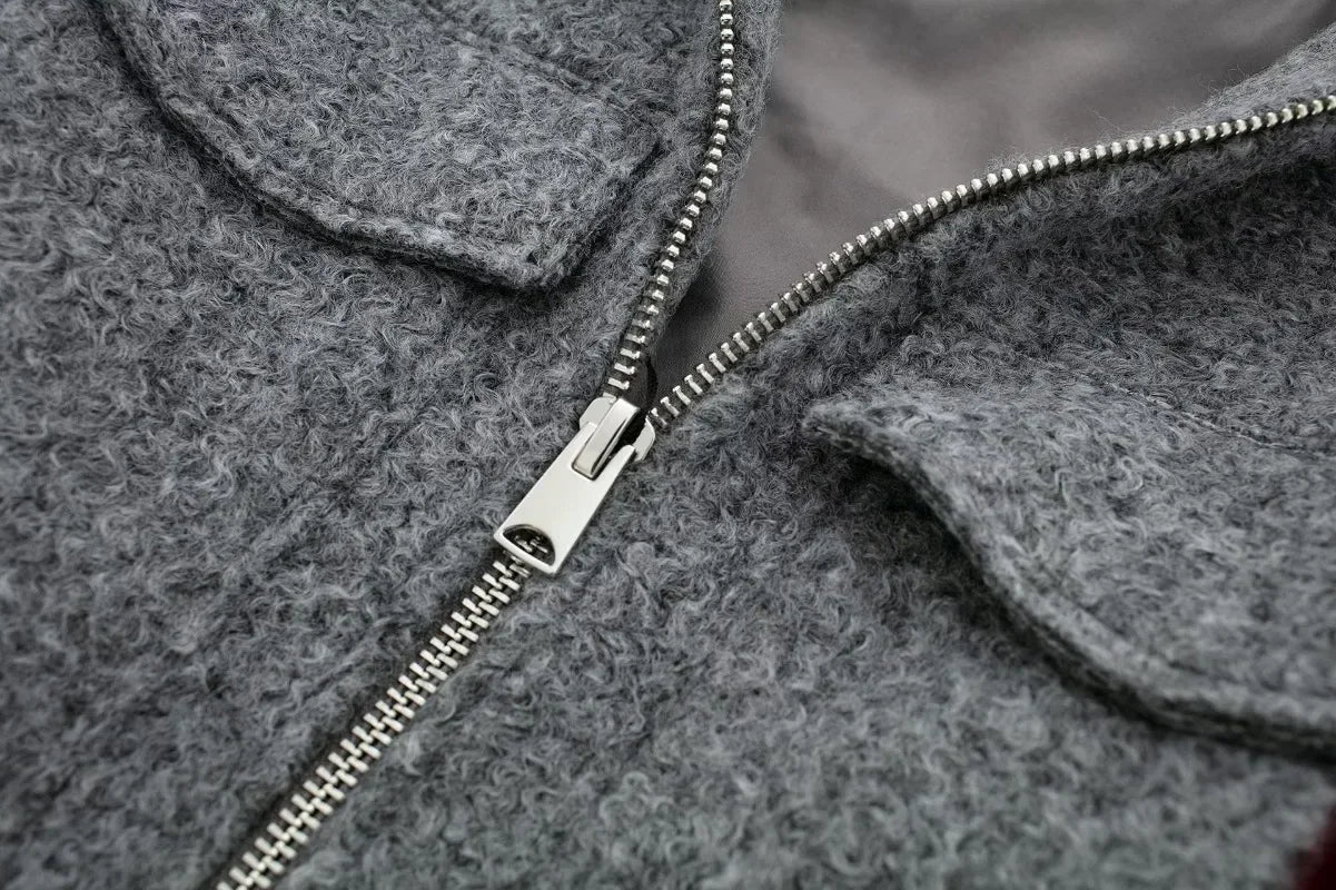 Knit Fashion Warm Jackets Coat Women's Zipper Pocket Solid Lapel Loose Commute Stitch Sweatshirt Female Autumn Jackets New