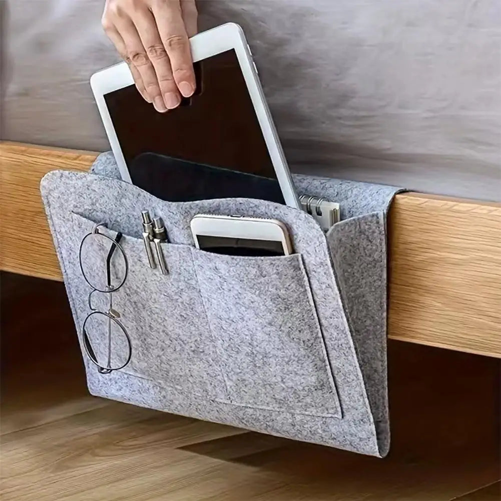 Felt Bedside Storage Organizer Phone Book Magazine Holder Pockets Hanging Storage Bag Baby Tissue Box For Bed Sofa Side Pouch