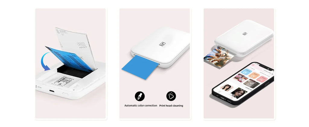 HPRT MT53 Portable Photo Printer Pocket Zink Technology Bluetooth Print 2x3'' Sticky-Backed Photo Paper Machine with Papers Case