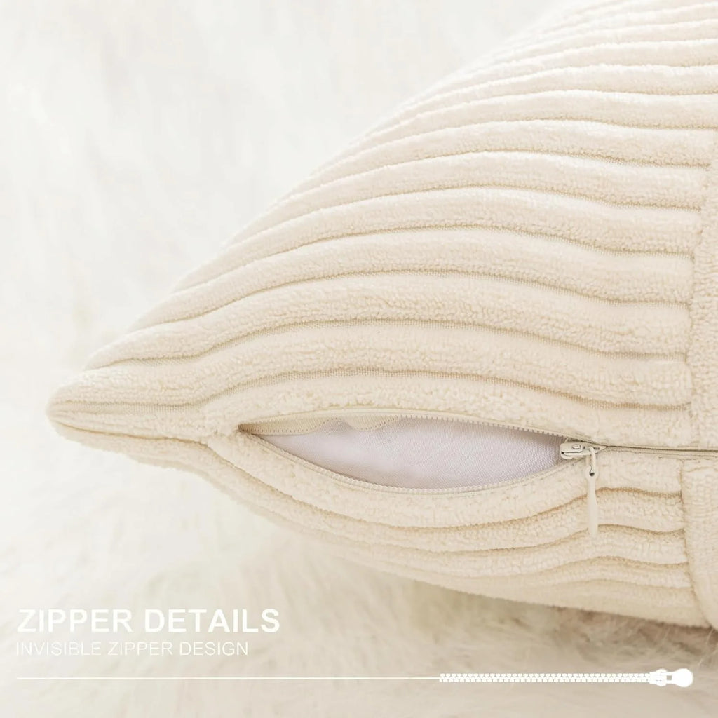 Red Cozy Striped Corduroy Pillow Covers Super 30x50CM Soft Square Throw Pillow Covers Case Cushion Covers for Sofa Couch Sofa