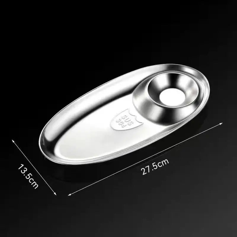 Stainless Steel Serving Tray Multi-purpose Snack Appetizer Dumpling Plate Household Kitchen Food Dish