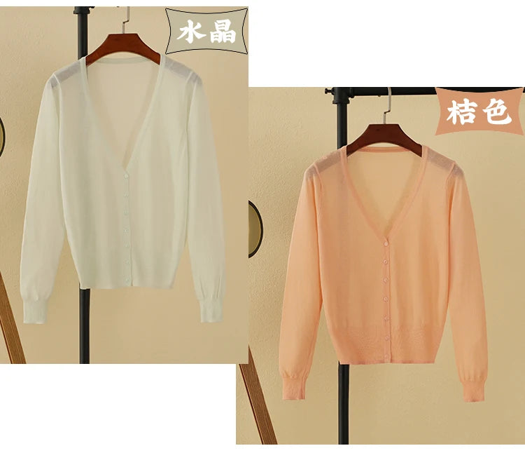 Summer Cardigan Women Cropped Korean Fashion Style Female Black Women's Coat Clothing V-neck Ladies Sweater Outerwear Cute Basic