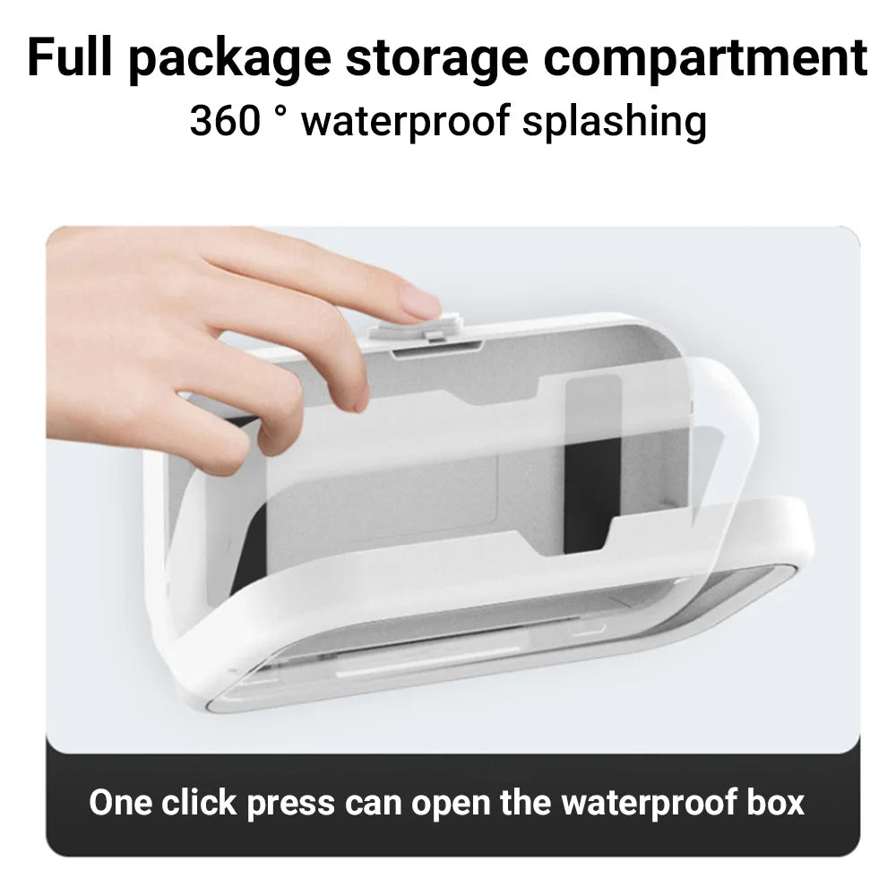 1pc Waterproof Mobile Phone Storage Box With A Rotatable Design, Suitable For Use In The Shower Or For Watching TV Programs