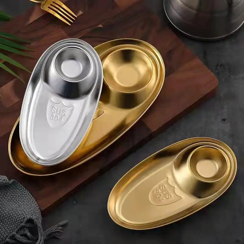 Stainless Steel Serving Tray Multi-purpose Snack Appetizer Dumpling Plate Household Kitchen Food Dish
