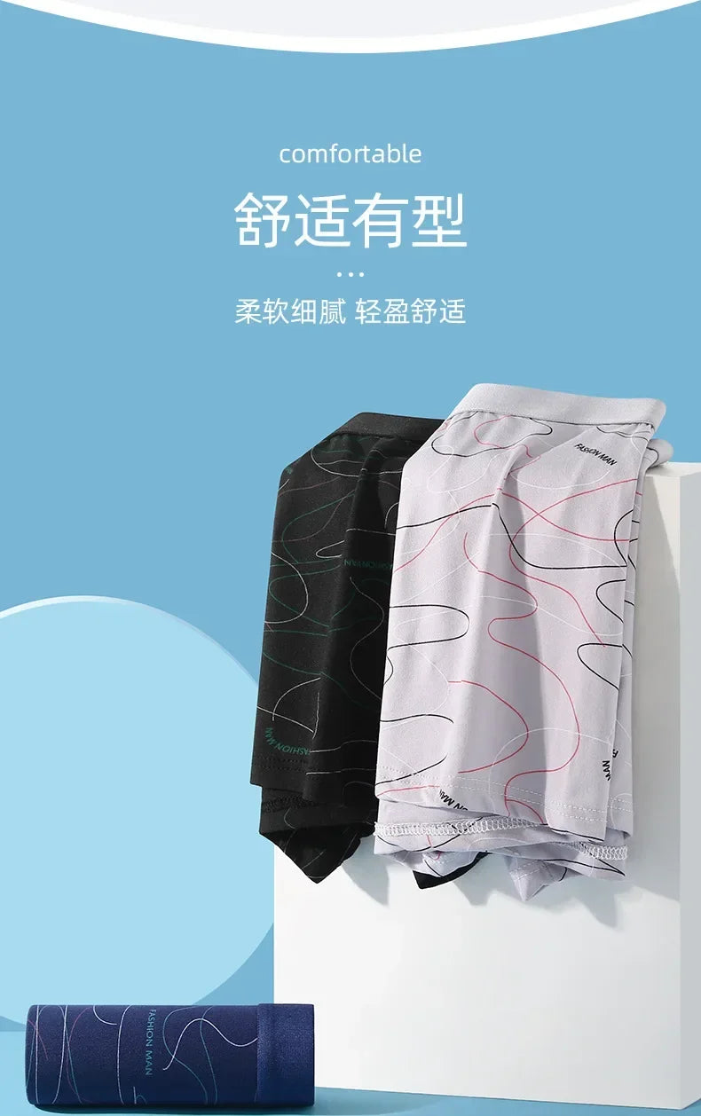 4/8Pcs Man Boxers Printed Underpants U Convex Panties Male Fashion Comfortable Shorts Mens Solid Breathable Soft Underwear L-4XL