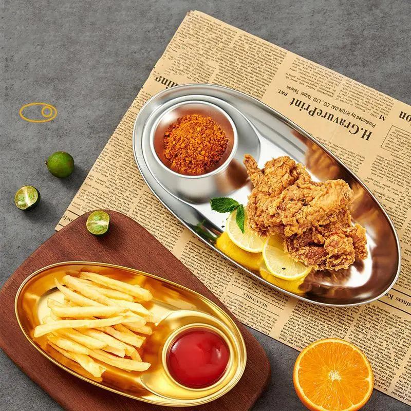 Stainless Steel Serving Tray Multi-purpose Snack Appetizer Dumpling Plate Household Kitchen Food Dish