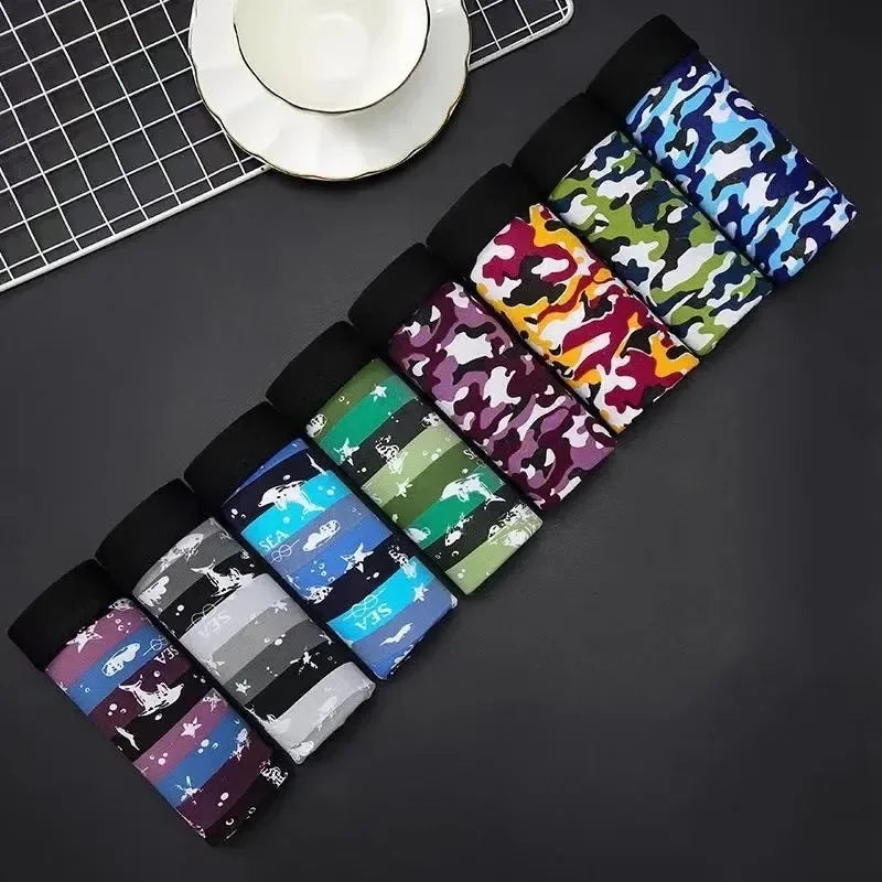4/8Pcs Man Boxers Printed Underpants U Convex Panties Male Fashion Comfortable Shorts Mens Solid Breathable Soft Underwear L-4XL